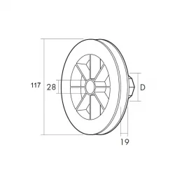 DISCO PERSIANA PVC Ø 120 CON RODAMIENTO CINTA 18mm EJE Ø 40