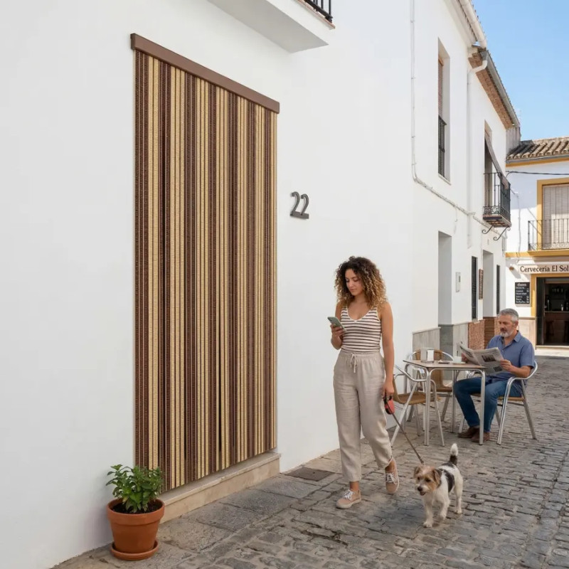 Cortinas Exterior Baratas Malta  90x210 Beige-Marrón