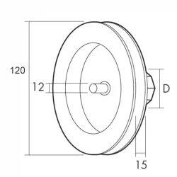 DISCO PVC Ø 120 CON ESPIGA CINTA 14mm EJE Ø 40