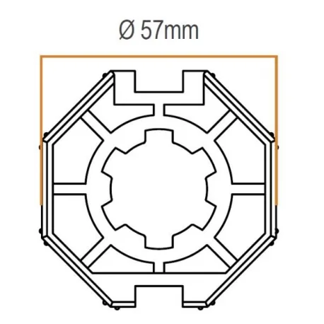 Adaptador motor persiana tubo octogonal 60mm