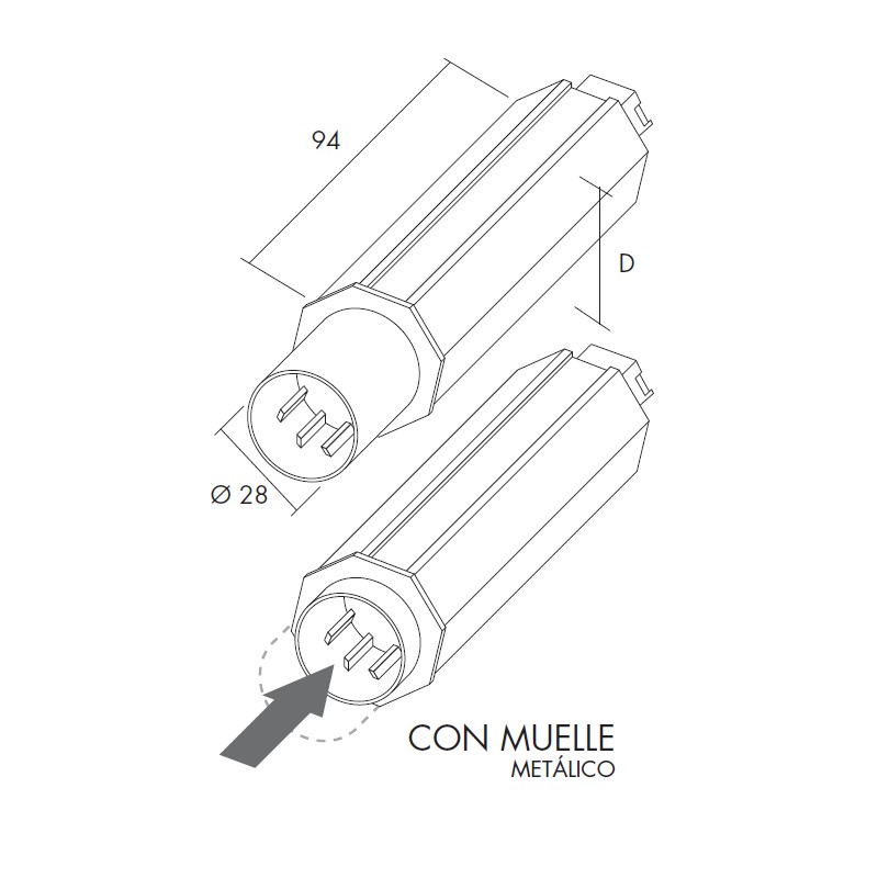 Eje de Persiana Octogonal metálico para persiana de 60, 50 y 40mm