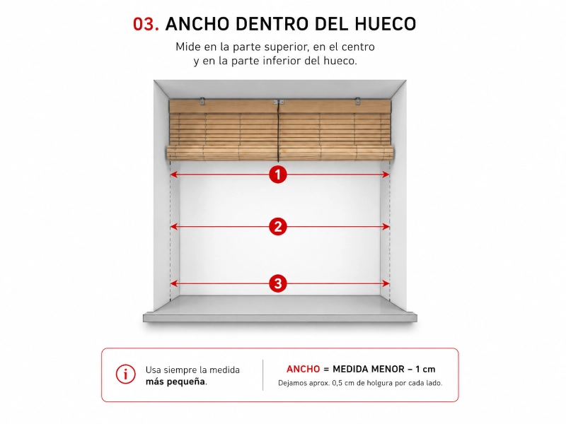 Medir ancho de hueco para persiana alicantina