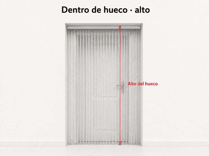 Medición del alto dentro del hueco para cortina antimoscas